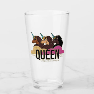 Afro Eenhoorn Queen Trio Design Glas