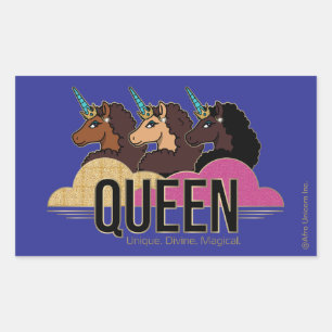 Afro Eenhoorn Queen Trio Design Rechthoekige Sticker