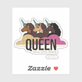 Afro Eenhoorn Queen Trio Design Sticker (Vel)