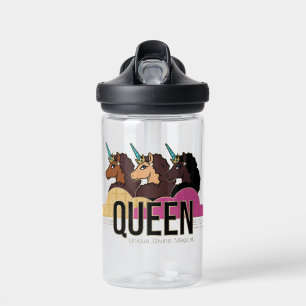 Afro Eenhoorn Queen Trio Design Waterfles