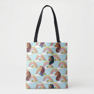 Afro Eenhoorn Regenboog en Harten Patroon Draagtas