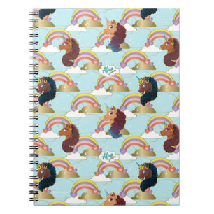Afro Eenhoorn Regenboog en Harten Patroon Notitieboek