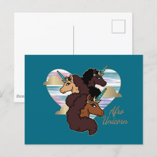 Afro Eenhoorn Trio Heart Design Briefkaart