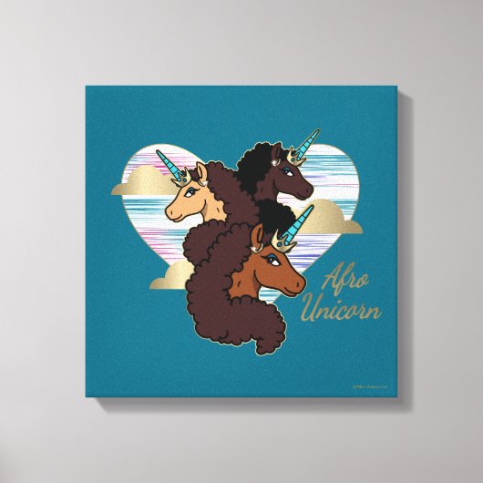 Afro Eenhoorn Trio Heart Design Canvas Afdruk (Voorkant)