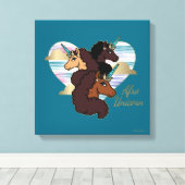 Afro Eenhoorn Trio Heart Design Canvas Afdruk (Insitu (Houten vloer))
