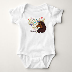 Afro Eenhoorn   Uniek Hart Ontwerp Romper