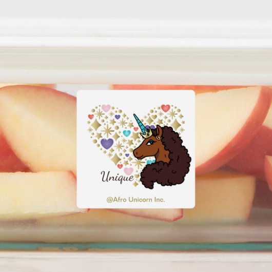 afro-eenhoorn | Uniek hartontwerp Labels (Aangebracht)