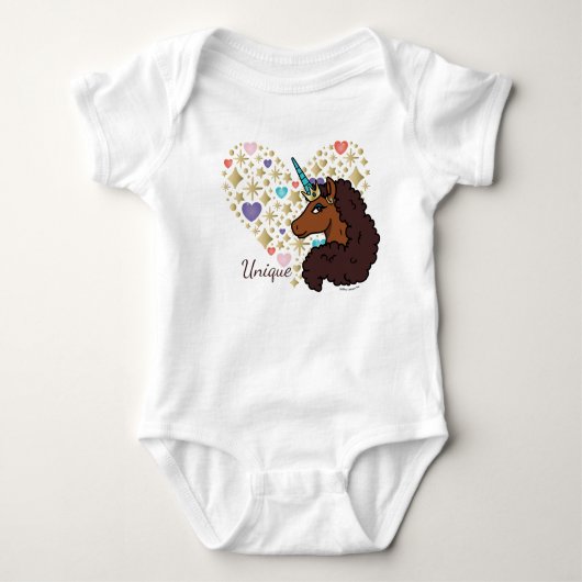 afro-eenhoorn | Uniek hartontwerp Romper (Voorkant)