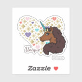 afro-eenhoorn | Uniek hartontwerp Sticker (Vel)