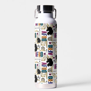 Afro Eenhoorn vet patroon Waterfles