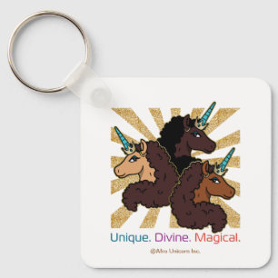 Afro-eenhoorntrio: uniek, goddelijk en magisch sleutelhanger