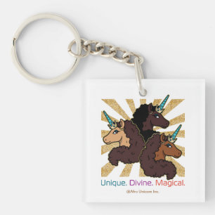 Afro-eenhoorntrio: uniek, goddelijk en magisch sleutelhanger