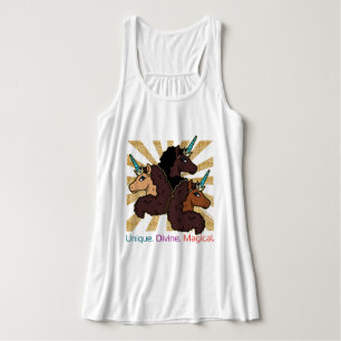 Afro-eenhoorntrio: uniek, goddelijk en magisch tanktop