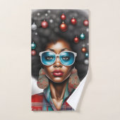 Afro femme élégante et bizarre ambiance de vacance (Serviette à main)