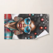 Afro femme élégante et bizarre ambiance de vacance (Serviette à main)