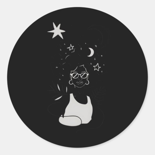 Afro Girl - Hemelse Sticker (Voorkant)