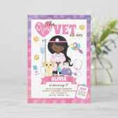 Afro Girl Vet Anniversaire Fête Invitation (Debout devant)