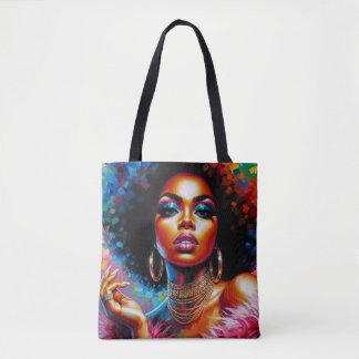 Afro Glam Canvas tas met zwarte vrouw Pop kunst ui