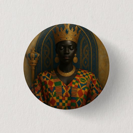 Afro Godin Ronde Button 3,2 Cm (Voorkant)