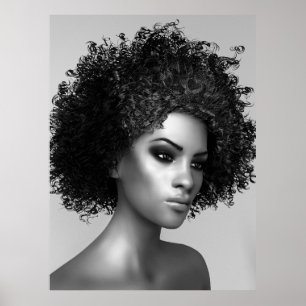 Afro Hair 3D Illustratie Poster