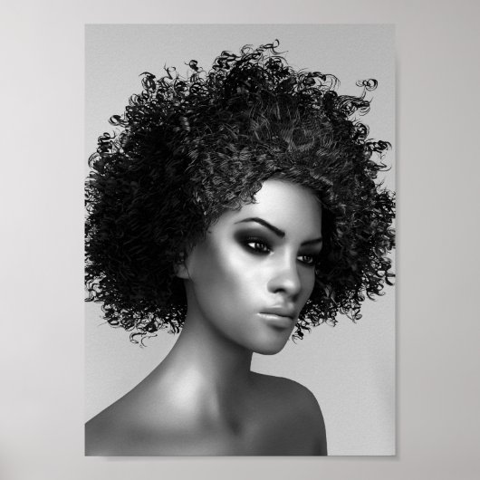 Afro Hair 3D Illustratie Poster (Voorkant)