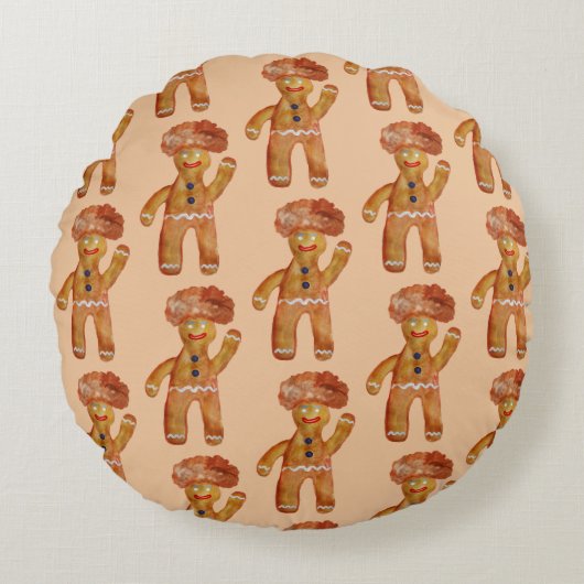 Afro Hair Gingerbread Man gooien kussen (Voorkant)