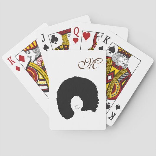 Afro Hair Monogram Pokerkaarten (Achterkant)
