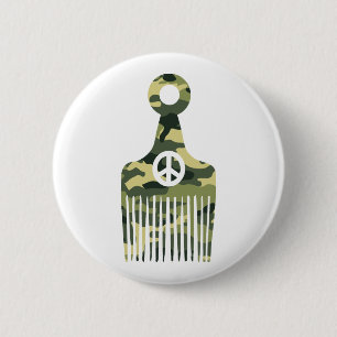 Afro Hair Peace Camo Ronde Button 5,7 Cm