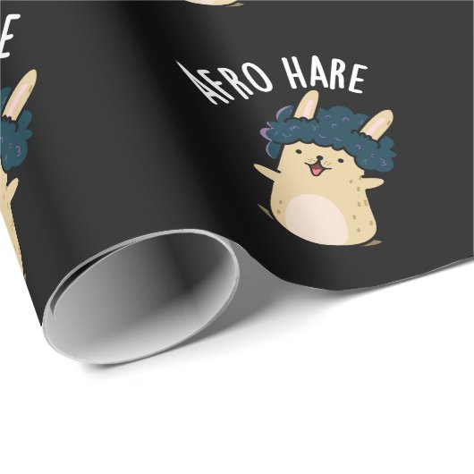 Afro Hare Funny Rabbit met Afro Pun Dark BG Cadeaupapier (Rol Hoek)