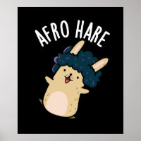 Afro Hare Funny Rabbit met Afro Pun Dark BG