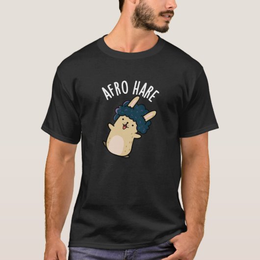 Afro Hare Funny Rabbit met Afro Pun Dark BG T-shirt (Voorkant)