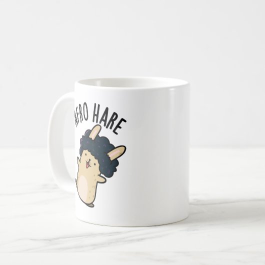 Afro Hare Funny Rabbit met Afro Pun Koffiemok (Voorkant links)