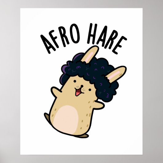 Afro Hare Funny Rabbit met Afro Pun Poster (Voorkant)