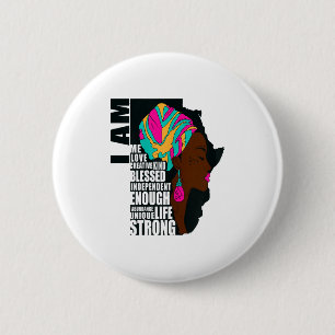 Afro Je Bent Genoeg I Am Inspirerende Spreuken Mot Ronde Button 5,7 Cm