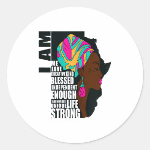 Afro Je Bent Genoeg Ik Ben Inspirerende Spreuken M Ronde Sticker