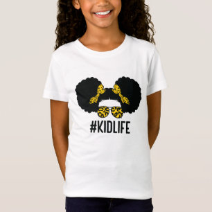 Afro Kind Life Puff Hair Messy Bun Leopard Shirt. T-shirt