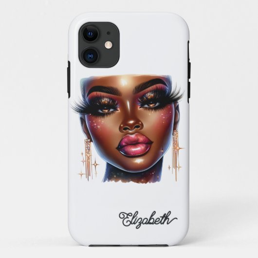 Afro Koningin Melanine Chic Mode Kunst Case-Mate iPhone Case (Achterkant)