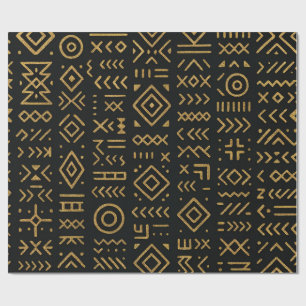 Afro Luxe Zwart & Goud Tribal Wrapping Paper Cadeaupapier