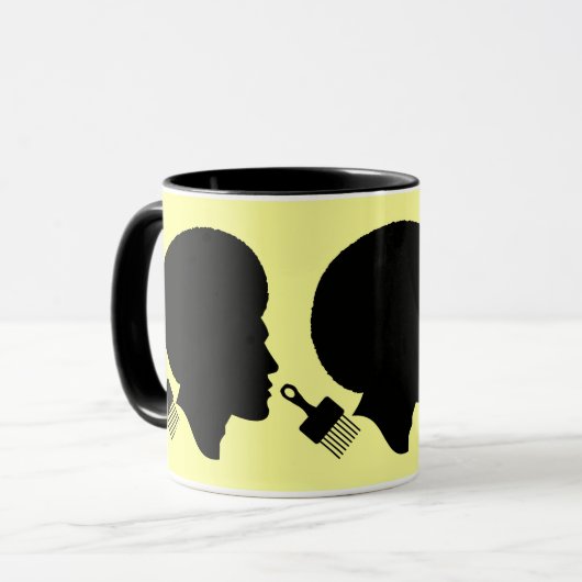 AFRO MAN SILHOUETTE EN ZIJN AFRO PICK MOK (Voorkant links)