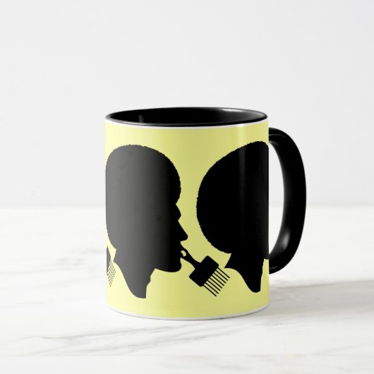 AFRO MAN SILHOUETTE EN ZIJN AFRO PICK MOK (Voorkant rechts)