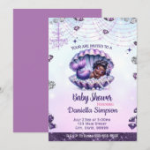 Afro Mermaid Baby shower Invitation Kaart (Voorkant / Achterkant)