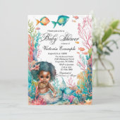 Afro Mermaid Baby shower Kaart (Staand voorkant)