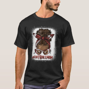 Afro Messy Bun Football Moeder Zwart Vrouw Moeder  T-shirt