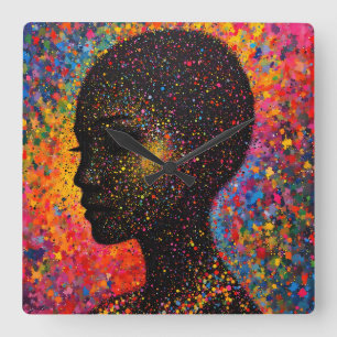 Afro Nebula Whisper – Black History-viering Vierkante Klok
