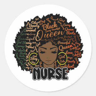 Afro Nurse Black Woman Nurse African American Ronde Sticker