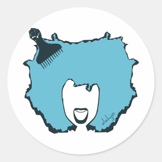 Afro Pick Ronde Sticker (Voorkant)