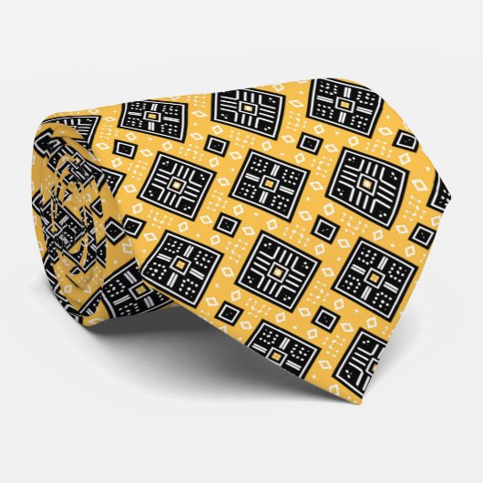 Afro Pop Cool Modern Modderdoek Design Stropdas (Opgerold)