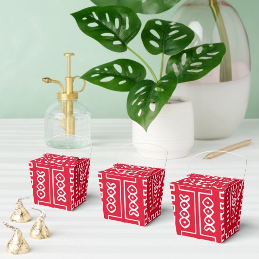 Afro Pop Rood En Wit Modern Mud Cloth Design Bedankdoosjes (Meervoudige)