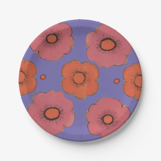 Afro Poppies Papieren Bordje (Voorkant)