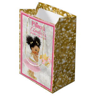 Afro Princess Ballerina Baby Girl Pink Gold Fancy Medium Cadeauzakje
